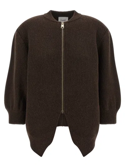 Nude Spiked Cardigan In Brown