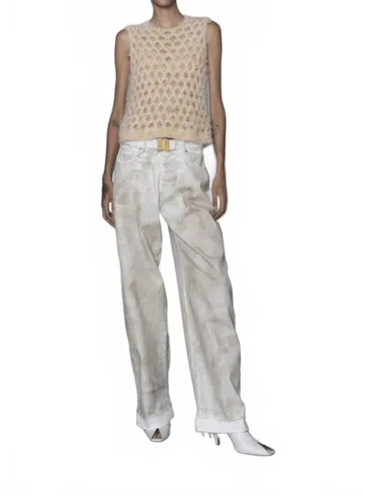 Nude Spray Painted Pants In White