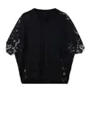 Nude S/s V Neck Sweater In Black