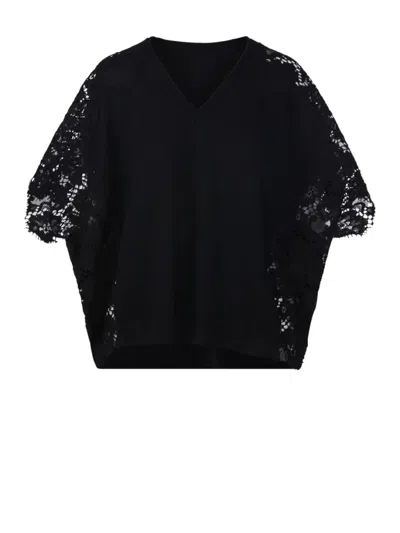 Nude S/s V Neck Sweater In Black