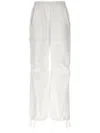 Nude Cargo Pants Elastic Waist Drawstring Hem Pockets In White