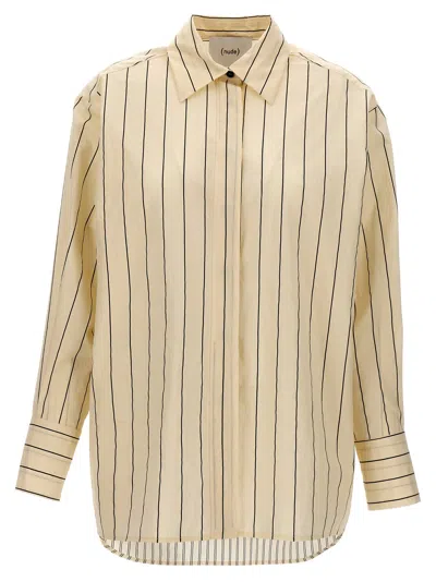Nude Striped Shirt In White/black