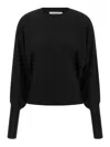 Nude Wool Sweater With Bat Sleeves In Black