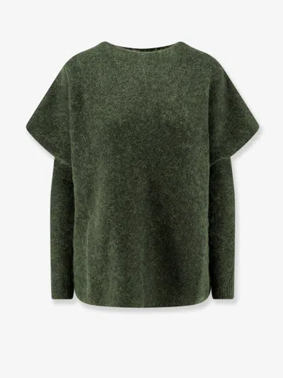 Nude Sweater With Detachable Sleeves In Green