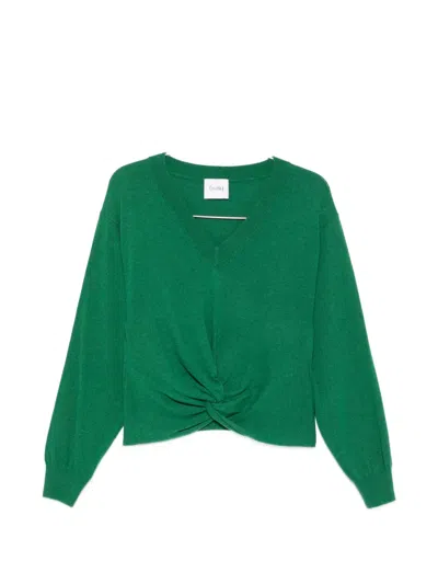 Nude Twist-detail V-neck Sweater In Green