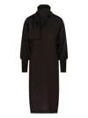Nude V-neck Balloon-sleeve Dress In Brown