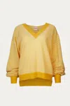 NUDE V-NECK SWEATER IN YELLOW/OFF WHITE