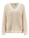 Nude V-neck Sweater In Neutral