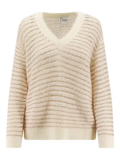 Nude V-neck Sweater In Neutral