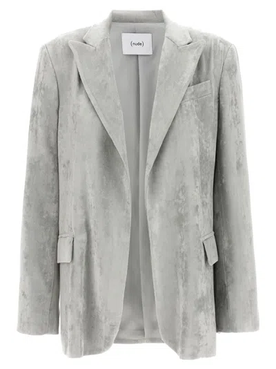 NUDE VELVET BLAZER