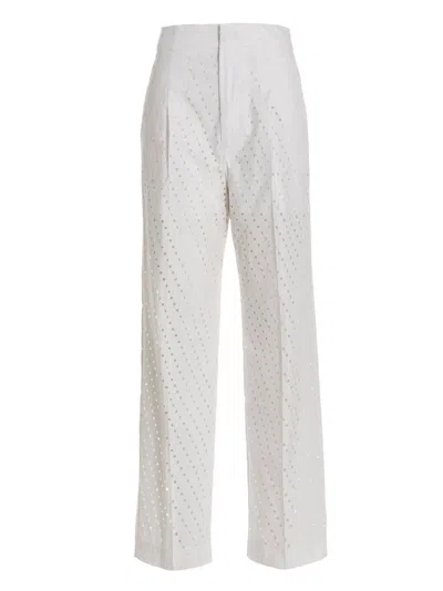 Nude White Visible Button Jeans