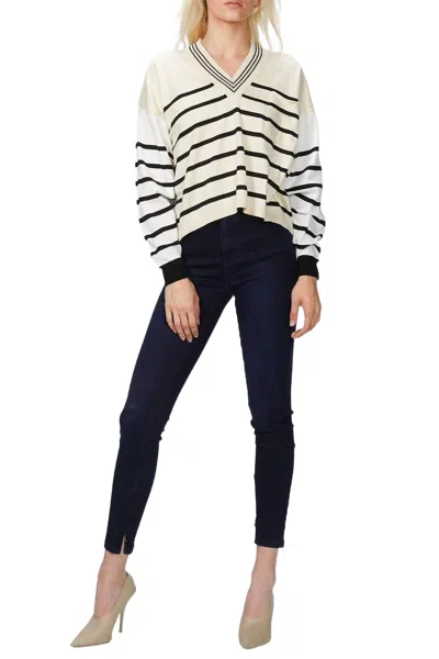 Nude V-neck Sweater In Butter/off White/black In Neutral