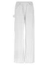 Nude Denim-effect Cargo Pants With Loose Leg In White