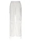 Nude Cargo Pants Elastic Waist Drawstring Hem Pockets In White