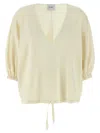 Nude Drawstring Sweatshirt In White