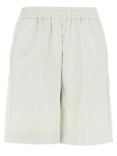 NUDE WHITE LEATHER-EFFECT BERMUDA SHORTS