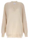 Nude Knit Sweater V Neckline Dropped Shoulders In White