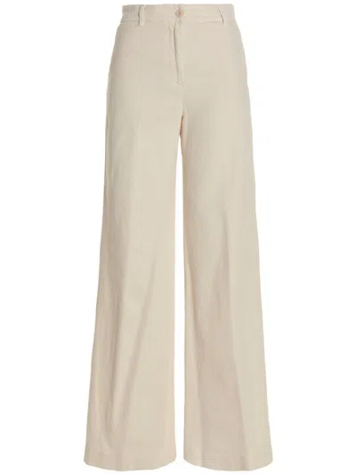 Nude High-waisted Stretch Cotton Wide Leg Jeans In Neutral