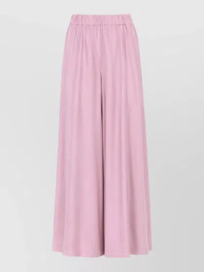 Nude Ankle-length Relaxed Fit Elastic Waist Viscose Wide-leg Pants In Pink
