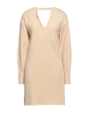 Nude Woman Mini Dress Beige Size 6 Wool, Acrylic, Polyester In Beige