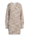 Nude Woman Mini Dress Beige Size 6 Wool, Mohair Wool, Polyamide, Elastane