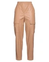 NUDE NUDE WOMAN PANTS CAMEL SIZE 6 POLYURETHANE, POLYESTER