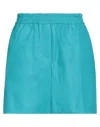 Nude Woman Shorts & Bermuda Shorts Turquoise Size 8 Polyurethane, Polyester In Blue