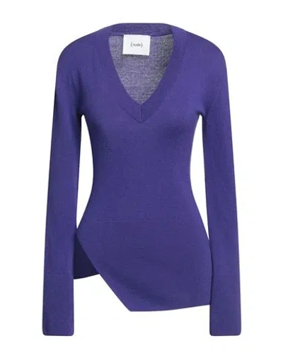 Nude Woman Sweater Dark Purple Size 8 Virgin Wool, Cashmere