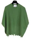 Nude Women's Crew Neck Short Sleeve Knit With Raw Edges Sweater In Clorophyll In Multi