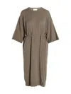 Nude Beige Knit Long Dress In Brown