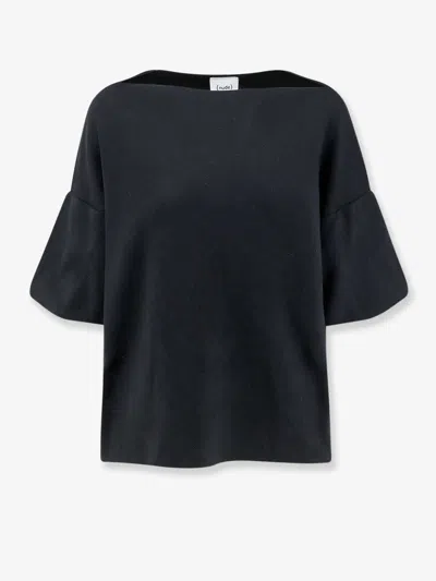 Nude Wool Blend Boat Neck Sweater In Black