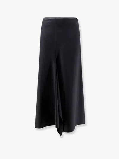 Nude Wool Blend Long Skirt In Black