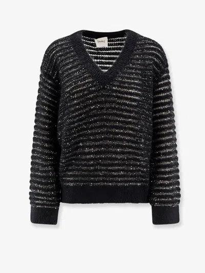 Nude Wool Blend Sweater With Sequins In Black