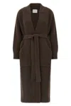 Nude Dressing Gown Style Brown Wool Coat In Brown