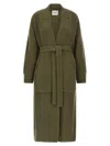 Nude Heavy Wool Knitted Coat With Shawl Collar In Green