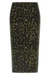 Nude Alpaca Wool Blend Animal Print Midi Skirt In Green
