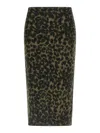 Nude Alpaca Wool Blend Animal Print Midi Skirt In Green