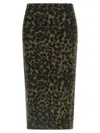 Nude Alpaca Wool Blend Animal Print Midi Skirt In Multi