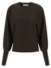 Nude Wool Sweater With Bat Sleeves In Black