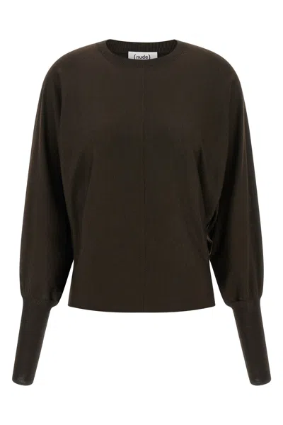 Nude Dolman-sleeve Crew-neck Sweater In Brown