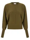Nude Crewneck Wool Sweater With Bat Sleeves In Green