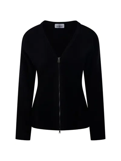 Nude Zip-up Cardigan In Black