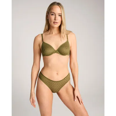 Nudea Honeycomb Semi-demi Balconette Bra In Green
