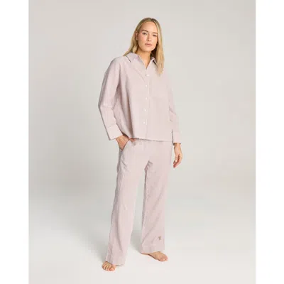 Nudea The Seersucker Boxy Long Sleeve Shirt In Neutral