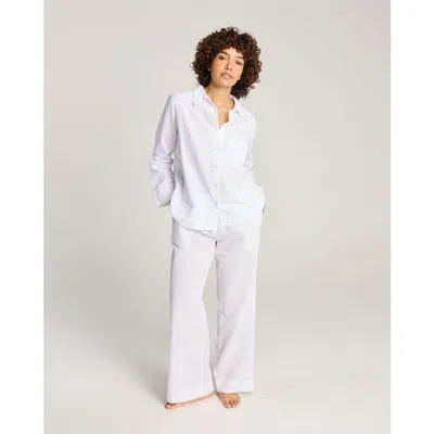 Nudea The Seersucker Boxy Long Sleeve Shirt In White