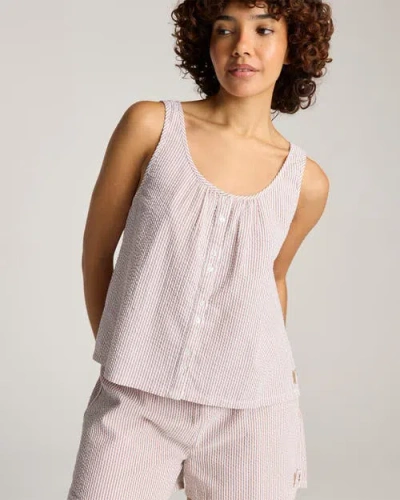 Nudea The Seersucker Button Cami Top In Pink