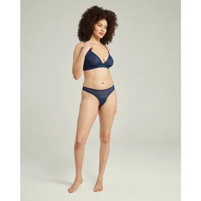 Nudea The Sheer Deco Barely There Thong In Navy