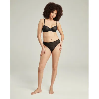 Nudea The Sheer Deco High Leg Brief In Black