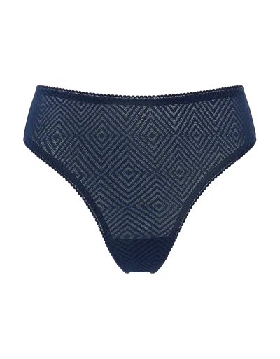 Nudea Women's Black The Sheer Deco High Leg Brief - Navy