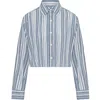 Nudea Women's Blue The Cropped Shirt - French Navy Stripe In Blue